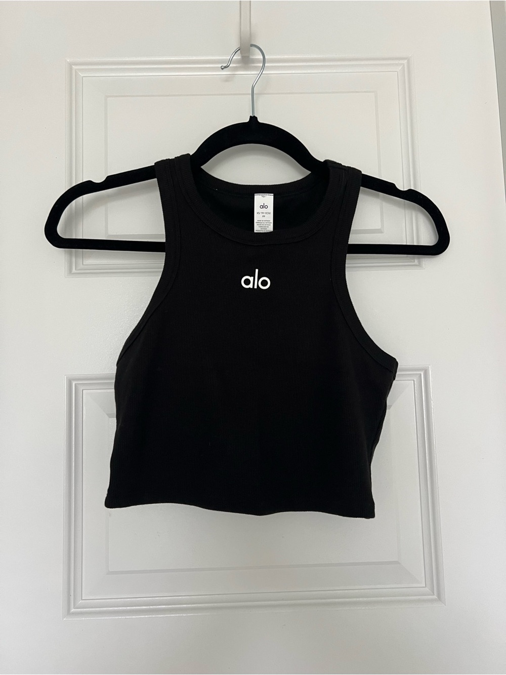ALO Yoga Black Aspire Tank with Center Logo